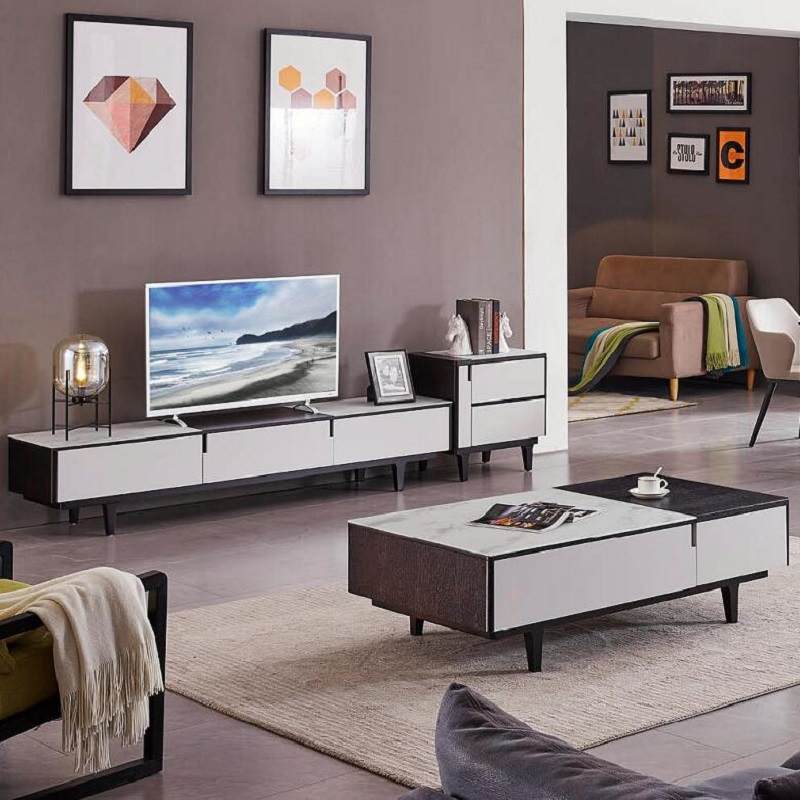 现代简约北欧电视柜 小户型客厅极简茶几地柜组合套装简易储物柜