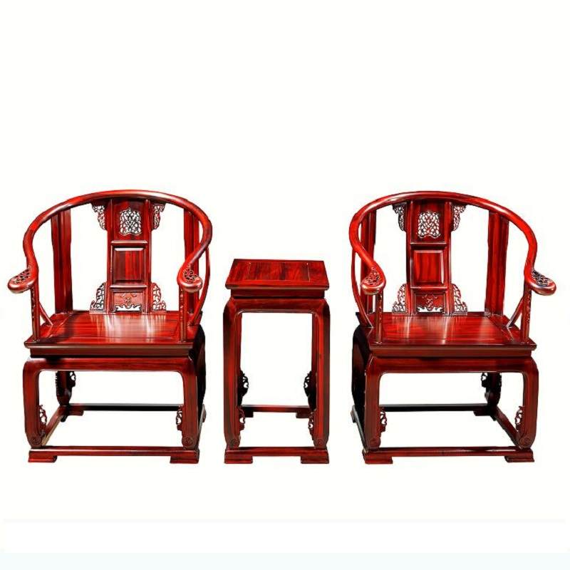 红木家具老挝大红酸枝三件套太师椅皇宫椅交趾黄檀围椅圈椅