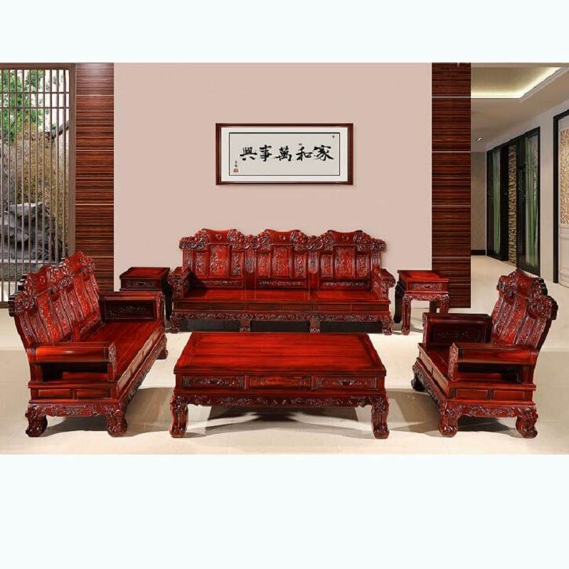 红木沙发 非洲酸枝木沙发麒麟宝座沙发 中式古典红木家具客厅组合
