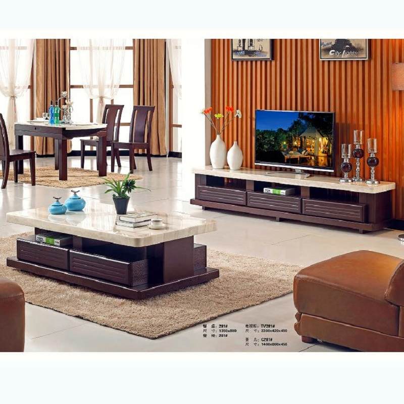 现代简约客厅大理石茶几电视柜组合套装整装北欧长方形小户型茶桌