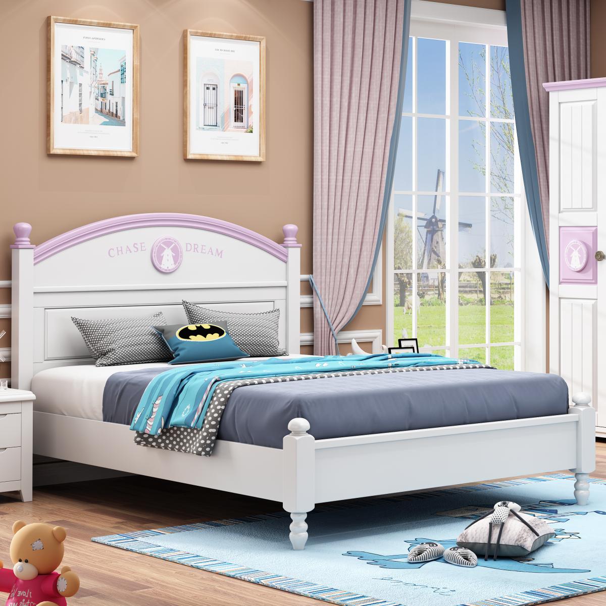 全实木儿童床单人床小户型多功能儿童床柜子组合套装简易儿童床