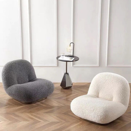 北欧单人沙发椅现代简约客厅羊羔毛网红设计师轻奢极简卧室休闲椅