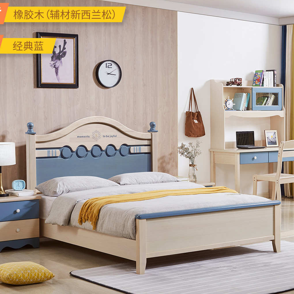 轻奢北欧现代简约白色全实木床1.5m大床双人床高箱储物主卧室婚床