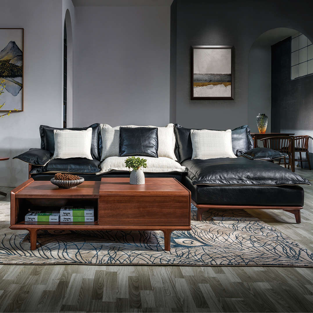 美式实木沙发组合1+2+贵客厅简约真皮/布艺沙发白蜡木原木家具
