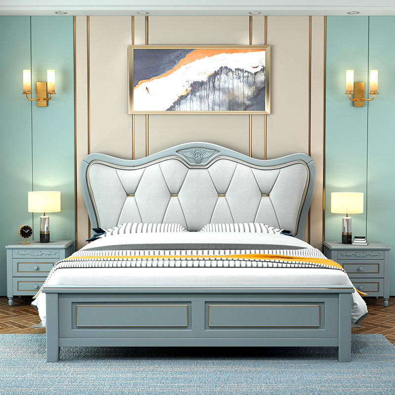 实木床轻奢1.8米主卧欧式简约现代1.5米高箱储物一米八双人床婚床