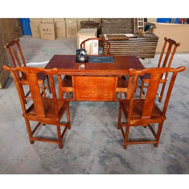 新中式红木茶桌椅组合功夫茶桌茶台客厅 实木茶几榆木茶桌