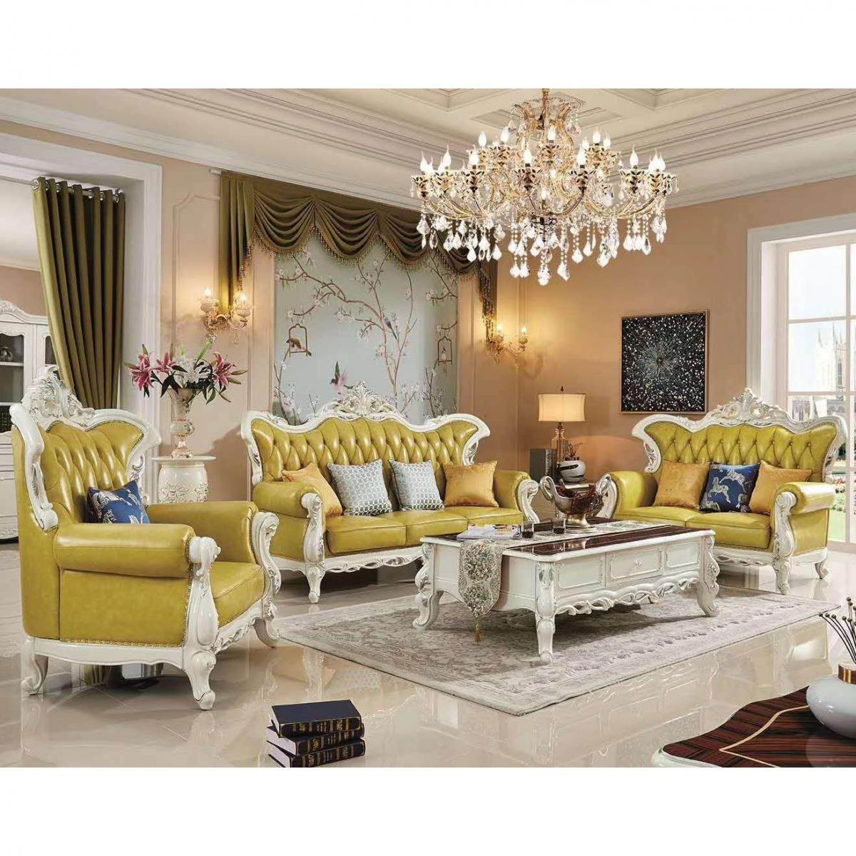 真皮沙发123组合奢华新古典小户型头层牛皮实木雕花欧式客厅家具