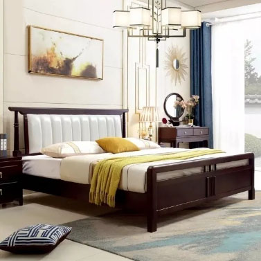 全实木床黑胡桃木床轻奢主卧家具中式大床储物现代简约1.8m双人床