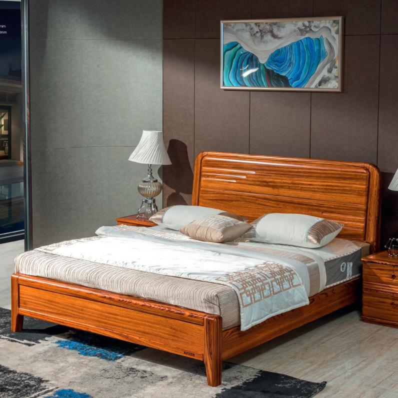 中式实木床 乌金木双人床1.8米现代简约主卧家具床高箱储物床婚床