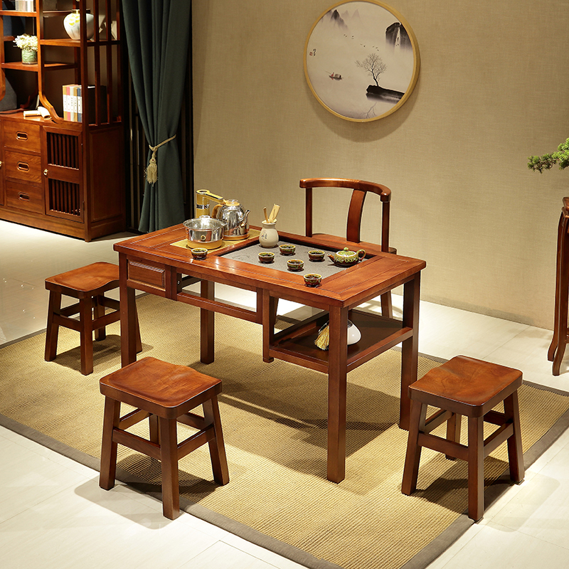实木茶桌椅组合功夫小茶台阳台家用茶桌茶几茶具套装一体简约现代