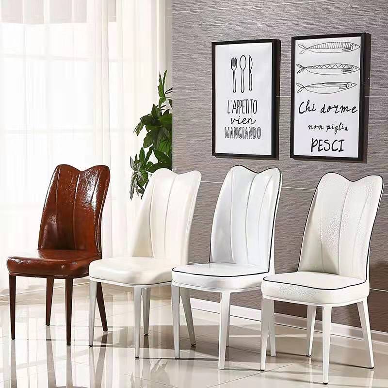 兔耳椅现代简约时尚休闲餐椅靠背椅饭店家用咖啡厅铁腿皮革椅子
