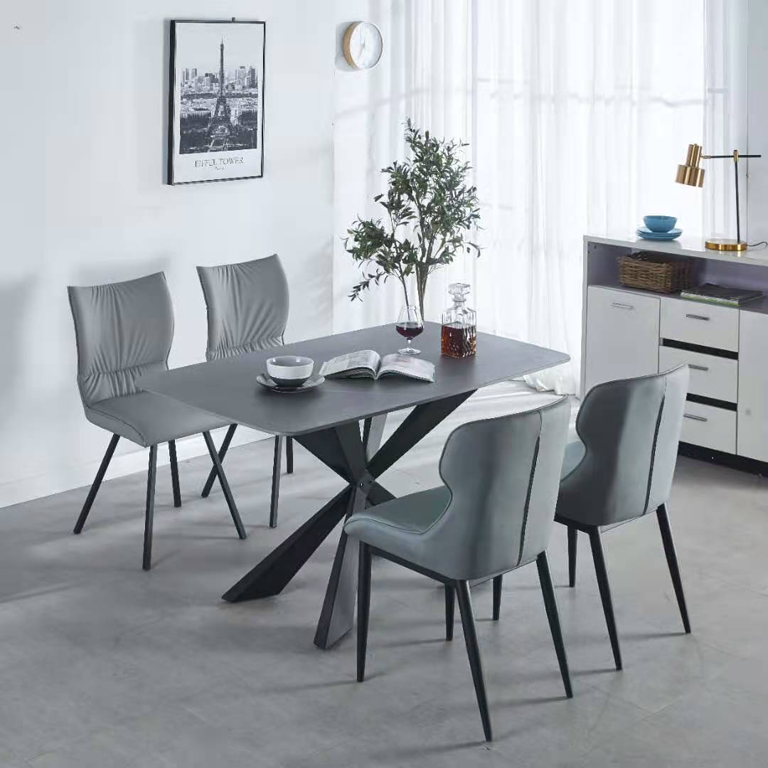 意式进口岩板餐桌客厅家用小户型现代极简餐桌椅组合长方形餐台椅