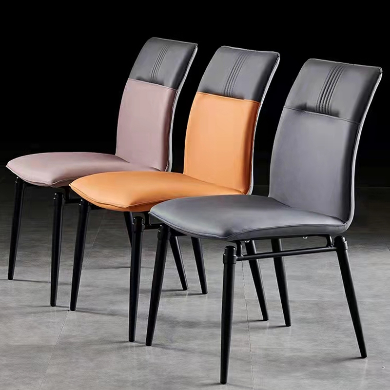 软包餐椅简约现代家用轻奢靠背椅高端椅子餐厅凳子金属意式极简