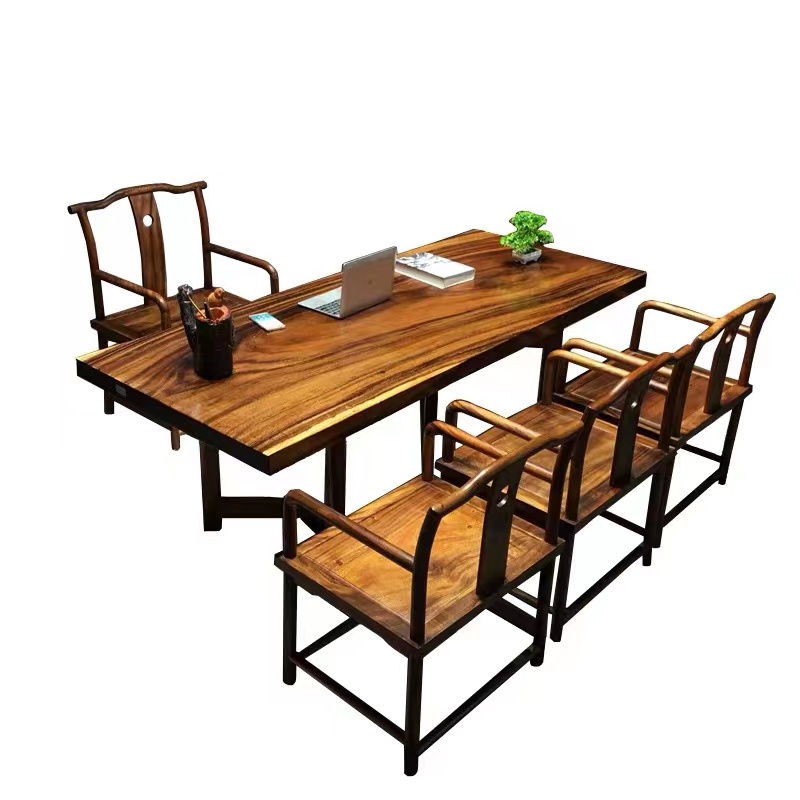 南美胡桃木大板实木茶桌原木办公书桌茶台茶板树脂河流桌现代北欧