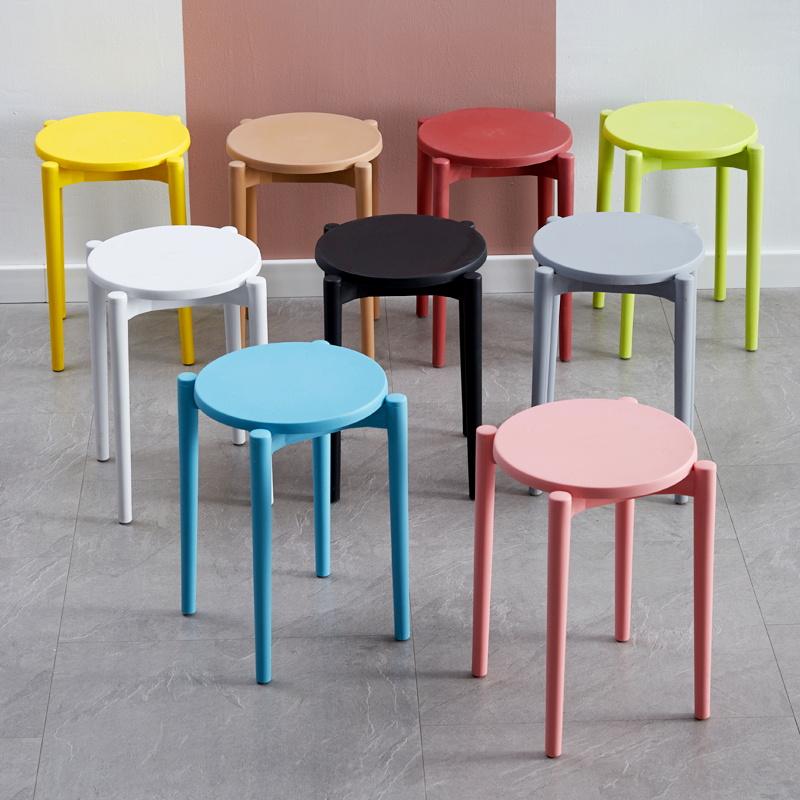 北欧圆凳塑料加厚成人凳子家用客厅备用凳板凳INS登子朔料胶凳