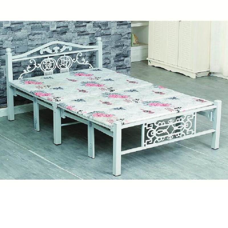 加固双人床小户型白色北欧环保专用轻便靠墙折叠床铁艺床宿舍