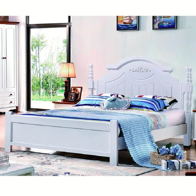 现代简约白色实木床主卧1.8米双人床1.5米高箱储物床小户型婚床