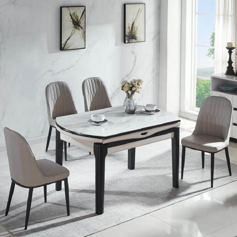 玻钢石餐桌椅组合长方形现代简约伸缩折叠纯全实木餐桌家用圆饭桌