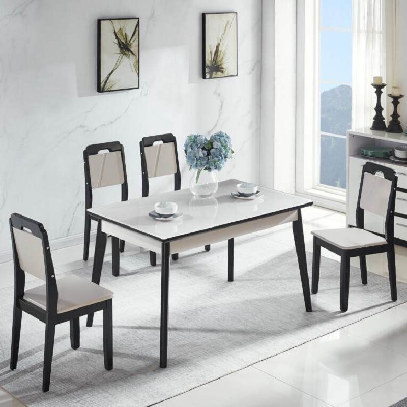 大理石餐桌小户型家用饭桌折叠现代简约实木圆桌可伸缩餐桌椅组合