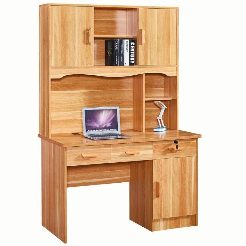 书桌书架组合电脑台式桌家用卧室写字小桌子简约现代书柜书桌一体