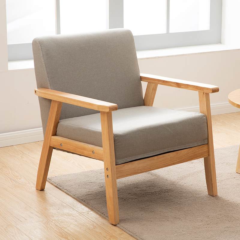 单人沙发椅小户型出租房屋卧室洽谈家用布艺木简约现代北欧双人椅