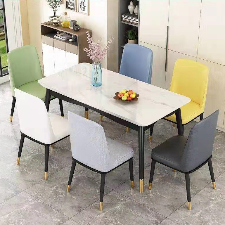 北欧餐桌椅组合家用小户型实木餐桌现代简约轻奢仿大理石吃饭桌子