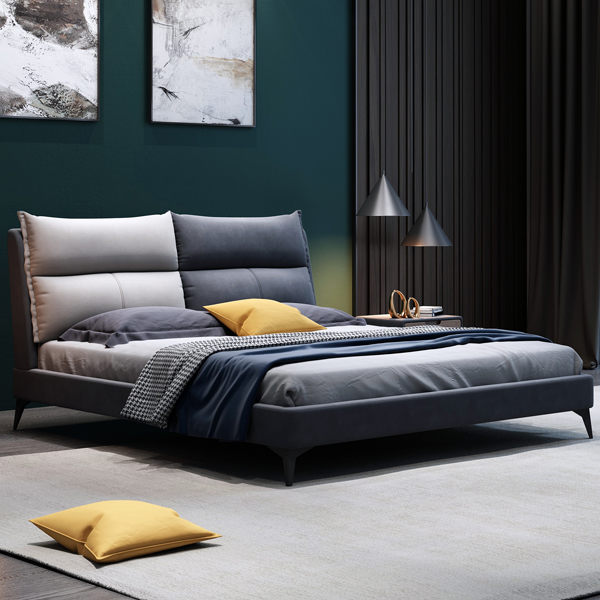 北欧布艺床意式轻奢现代简约科技布1.51.8米主卧软包床可拆洗布床