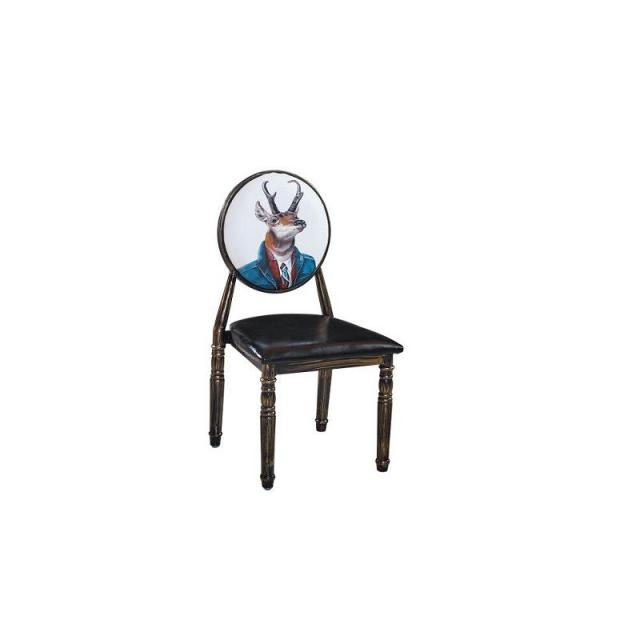 欧式复古做旧个性铁艺餐桌椅 美甲凳子梳妆椅子休闲椅 靠背凳