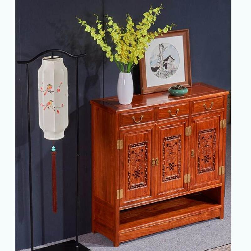 红木鞋柜实木大容量多层花梨中式刺猬紫檀家用雕花入门厅柜