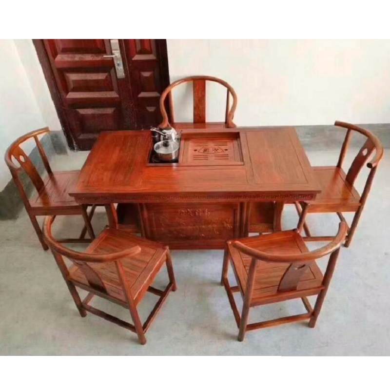 红木茶桌椅组合 刺猬紫檀实木茶几仿古泡茶艺桌办公室花梨木茶桌