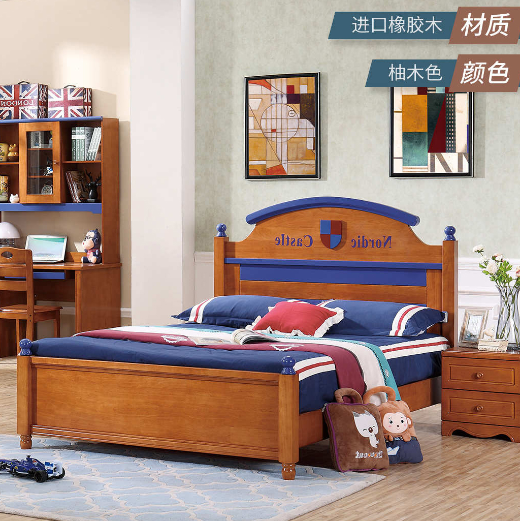 实木床1.5米现代简约双人床经济型中式主卧橡木床家用卧室床