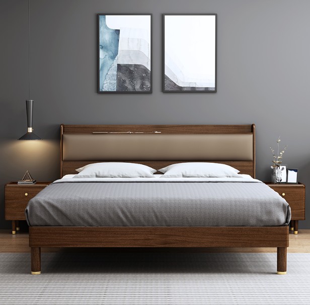 北欧轻奢软靠实木床现代双人床简约主卧婚床1.8米1.5米2020新款床