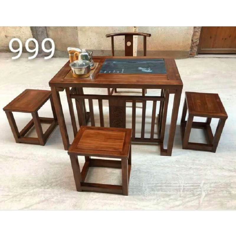 老船木茶桌椅组合方向舵创意功夫茶桌仿古整装客厅家用实木喝茶桌