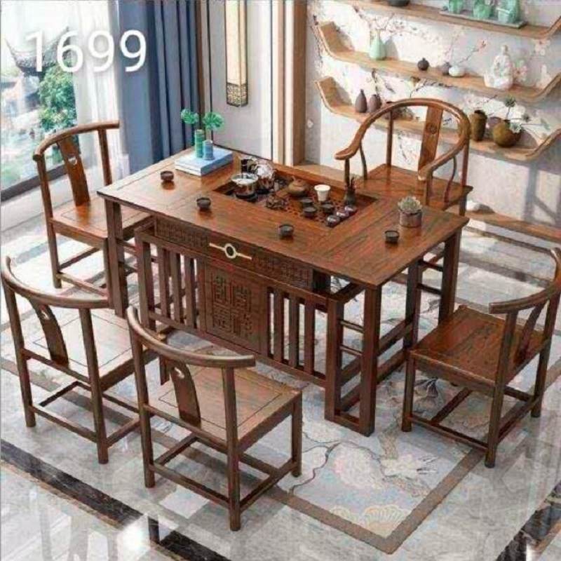 茶桌椅组合中式茶具套装桌子一体实木家用榆木小泡茶台喝功夫茶几
