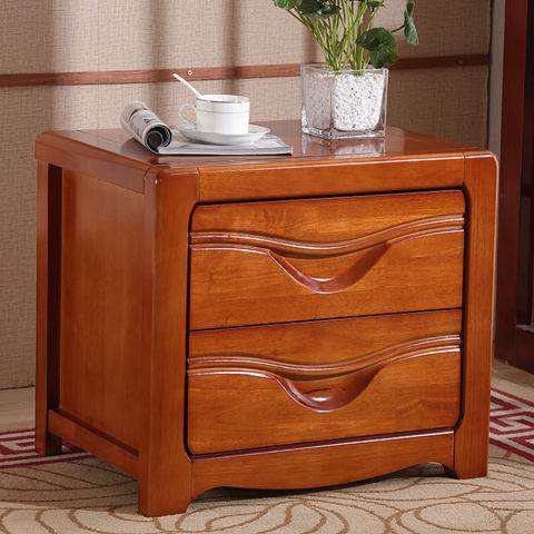 橡木床头柜简约现代卧室榉木胡桃原木色免安装迷你储物边柜经济型