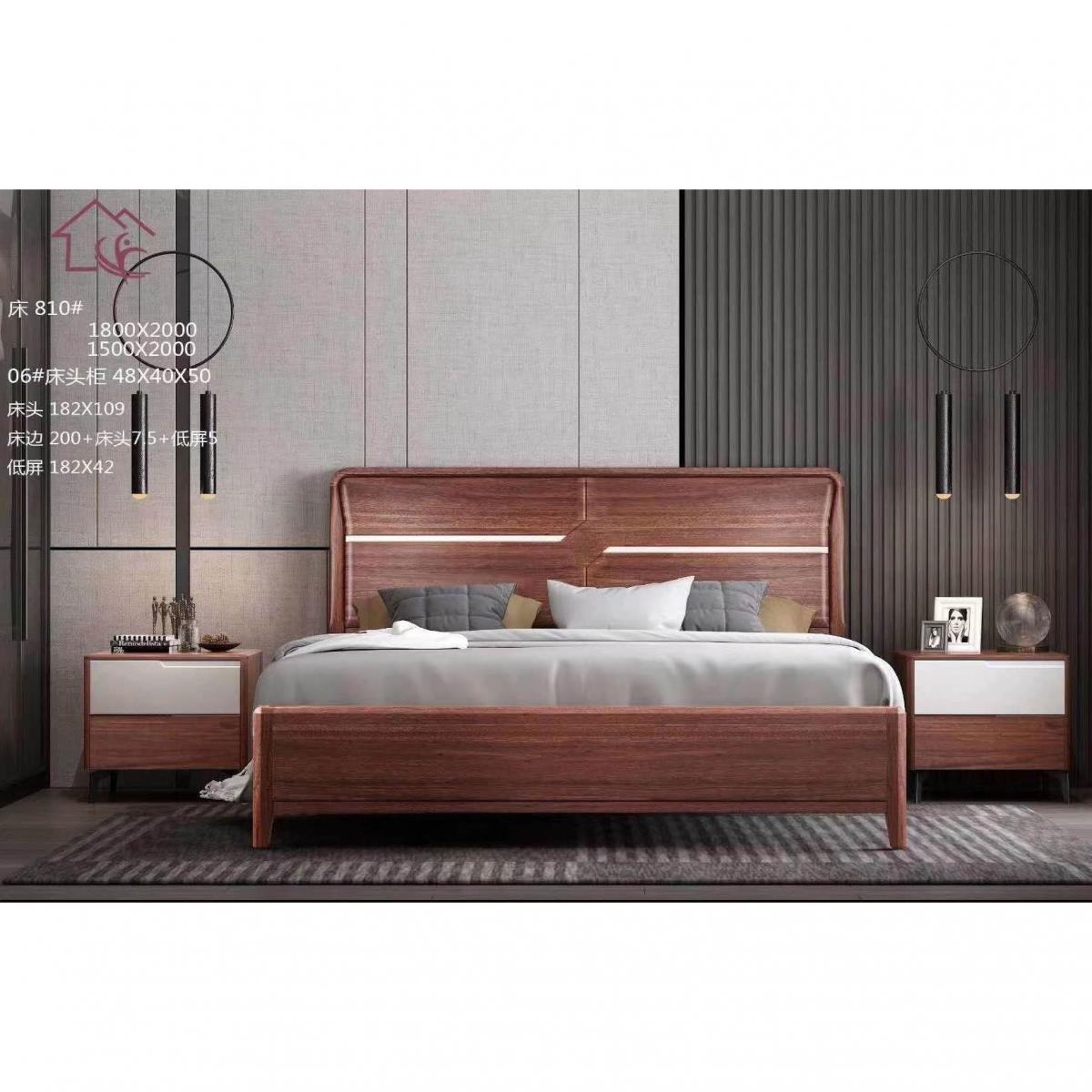 新中式全实木床现代简约1.8米双人床主卧轻奢禅意古典家具