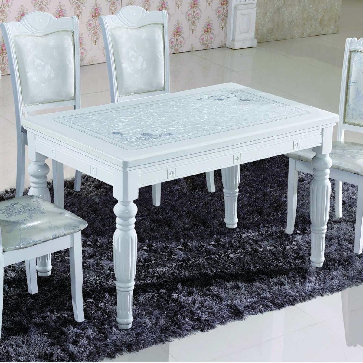 大理石餐桌长方形实木家用4人6人小户型白色餐桌椅组合现代简约