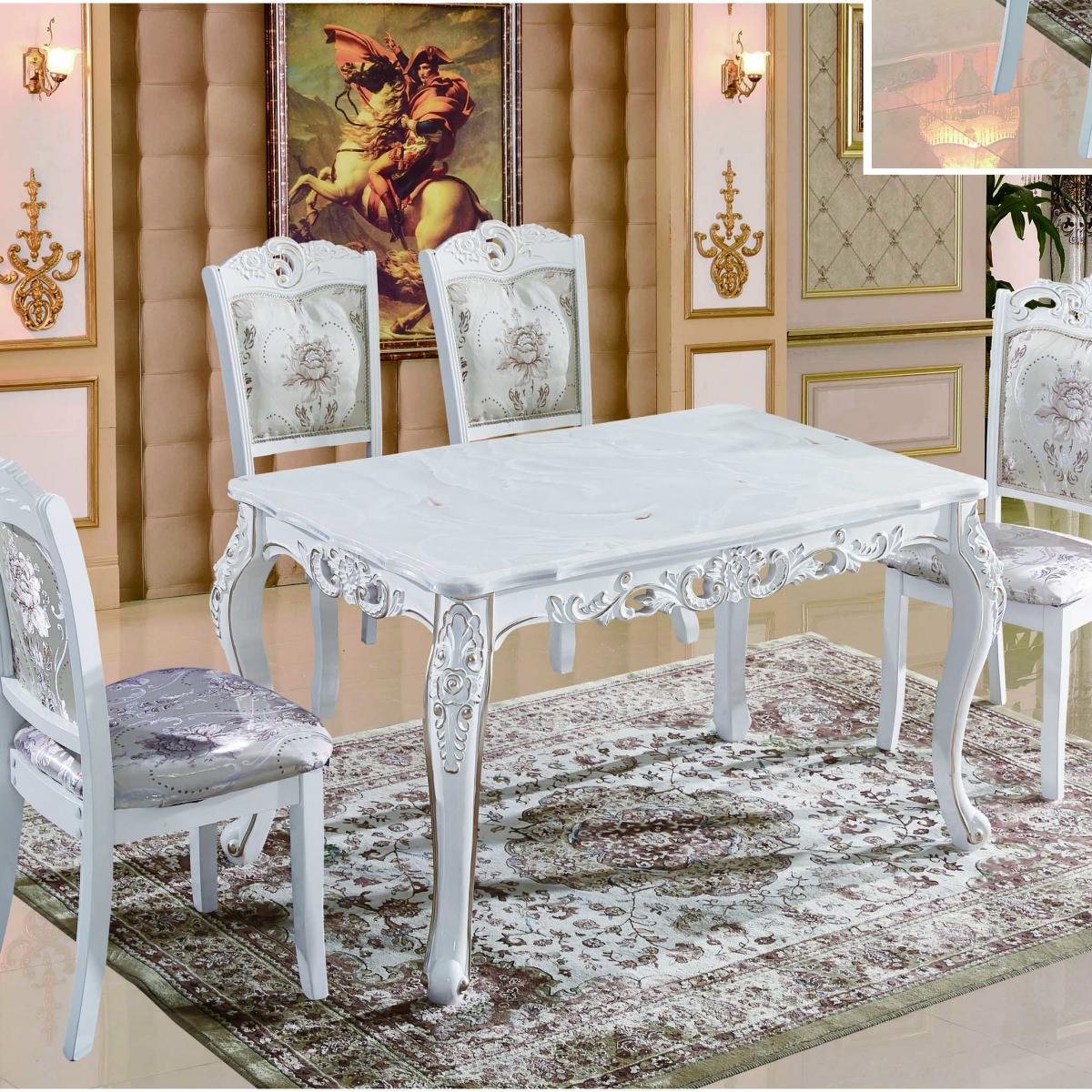欧式餐桌椅组合实木大理石饭桌小户型现代简欧长方形配套家用饭桌