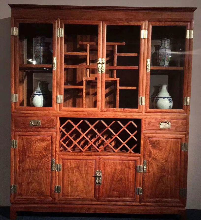 新中式红木酒柜实木客厅家具刺猬紫檀吧台展示柜非洲花梨木隔断柜