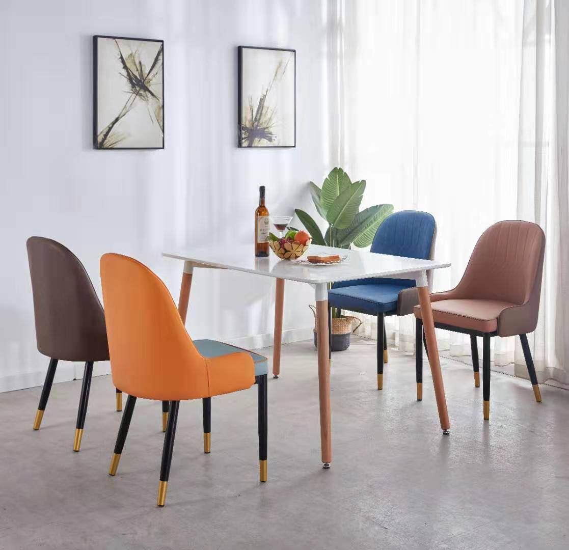北欧轻奢椅设计师金属时尚椅子创意皮靠背酒店椅咖啡厅椅现代餐椅