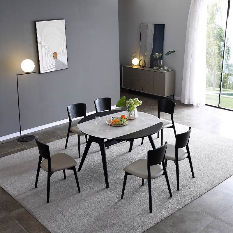 北欧餐桌椅组合现代简约伸缩折叠家用全实木餐桌小户型圆形饭桌