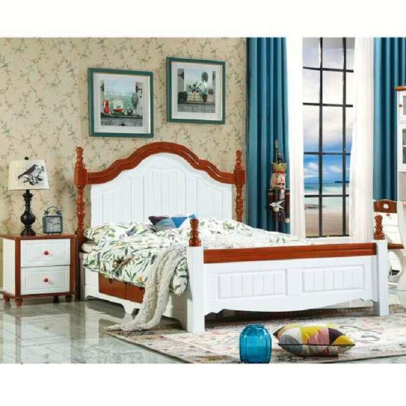 地中海床1.2米单人床小户型白色单人床储物婚床 主卧地中海风家具