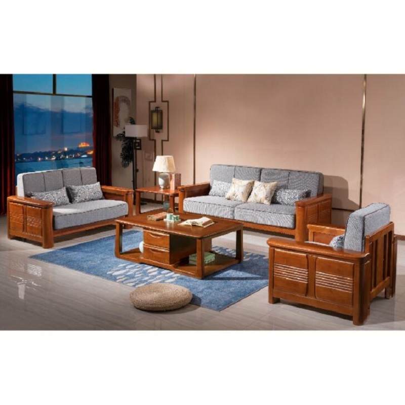 实木沙发 中式大户型客厅123组合沙发茶几电视柜组合家具