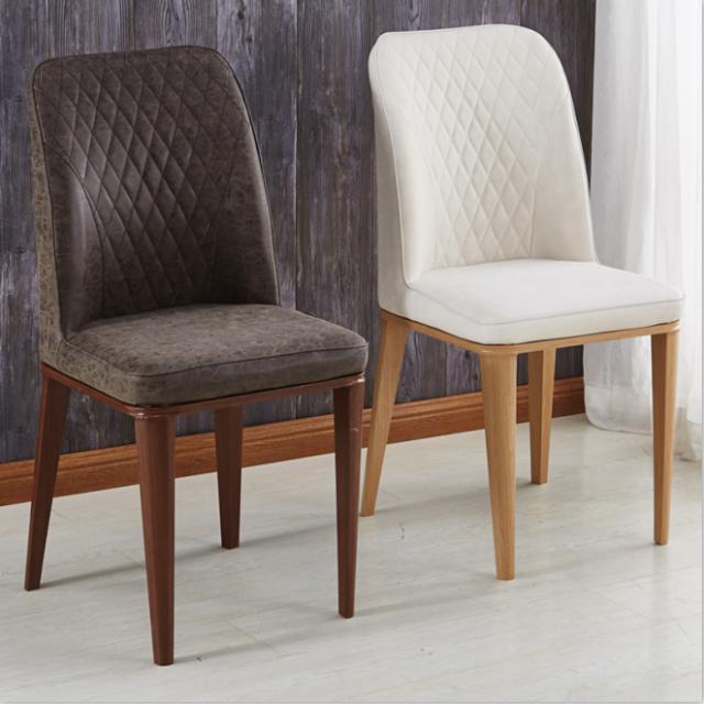 仿实木科技布皮餐椅美式洽谈靠背椅现代简约家用书桌办公软包椅子