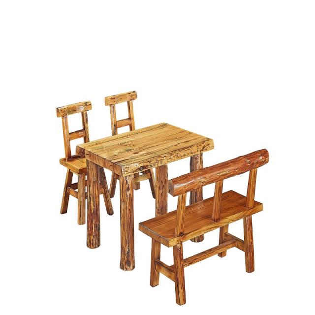 实木复古餐厅桌椅饭店实木餐桌椅组合农家乐户外桌椅仿古