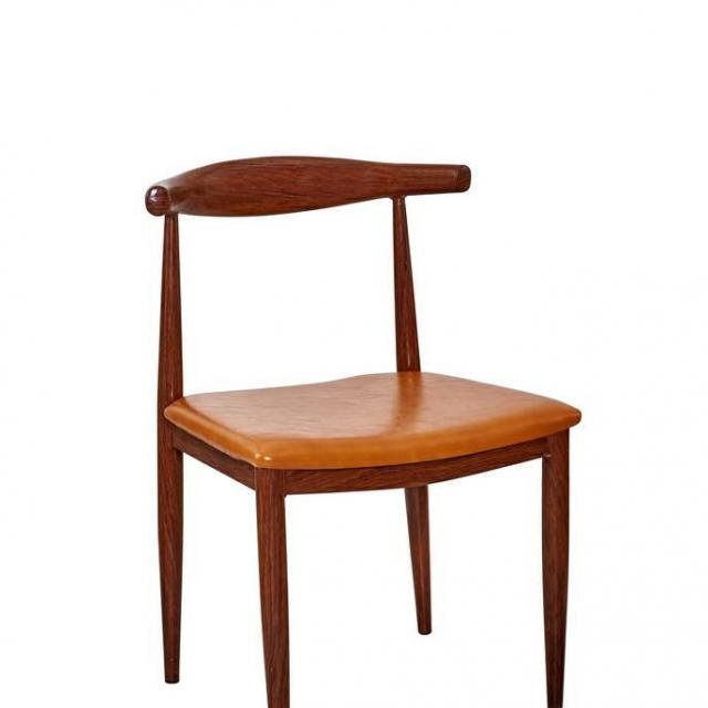 仿实木牛角椅西餐厅铁艺餐椅靠背椅咖啡厅椅子简易奶茶店桌椅组合
