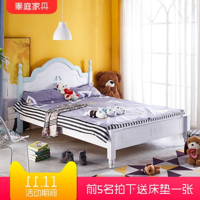 美式实木床1.5米白色韩式田园乡村床欧式双人主卧床卧室家具